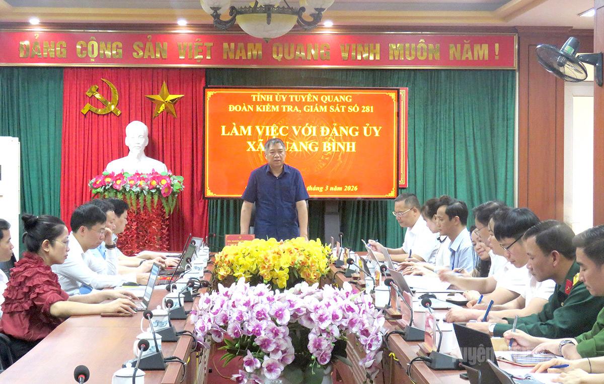 Đoàn kiểm tra, giám sát số 281 của BTV Tỉnh ủy giám sát tại xã Quang Bình