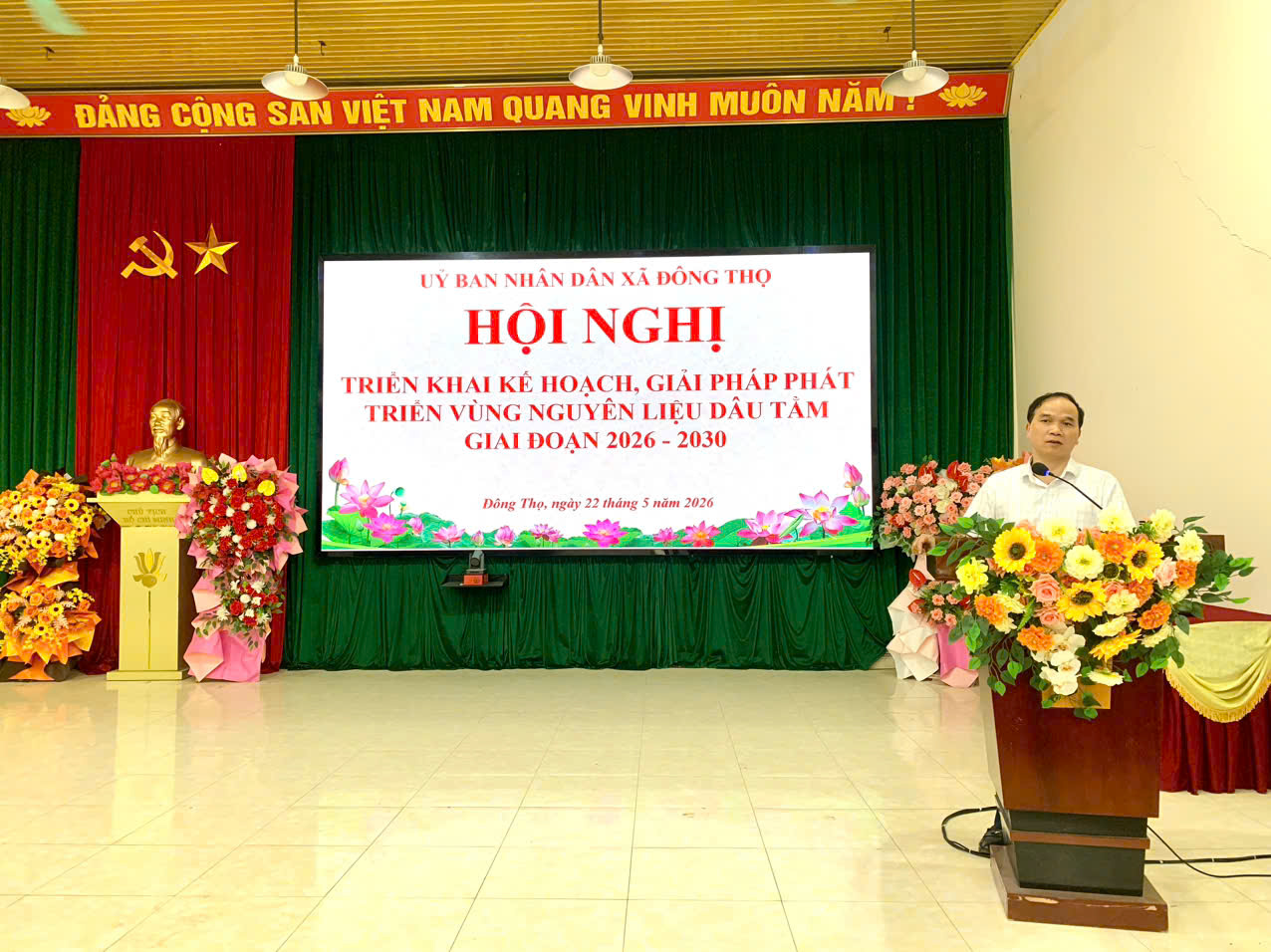 UBND xã Đông Thọ tổ chức Hội nghị triển khai kế hoạch, giải pháp phát triển vùng nguyên liệu dâu tằm giai đoạn 2026 – 2030