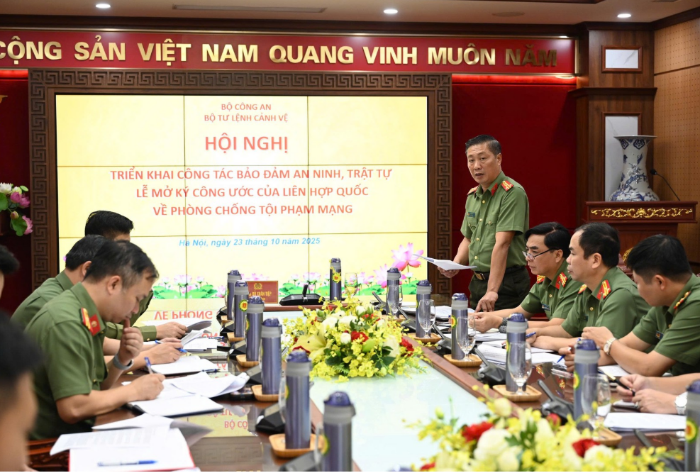 BỘ TƯ LỆNH CẢNH VỆ TRIỂN KHAI PHƯƠNG ÁN BẢO VỆ LỄ MỞ KÝ CÔNG ƯỚC CỦA LIÊN HỢP QUỐC VỀ CHỐNG TỘI PHẠM MẠNG