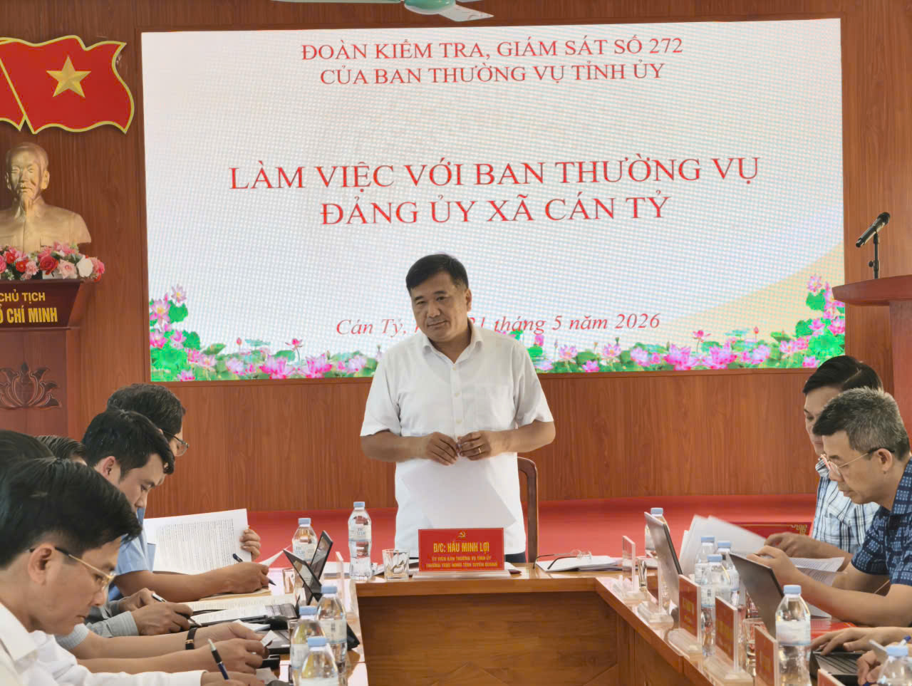 ĐOÀN KIỂM TRA, GIÁM SÁT SỐ 272 CỦA BAN THƯỜNG VỤ TỈNH UỶ LÀM VIỆC VỚI BAN THƯỜNG VỤ ĐẢNG UỶ XÃ CÁN TỶ