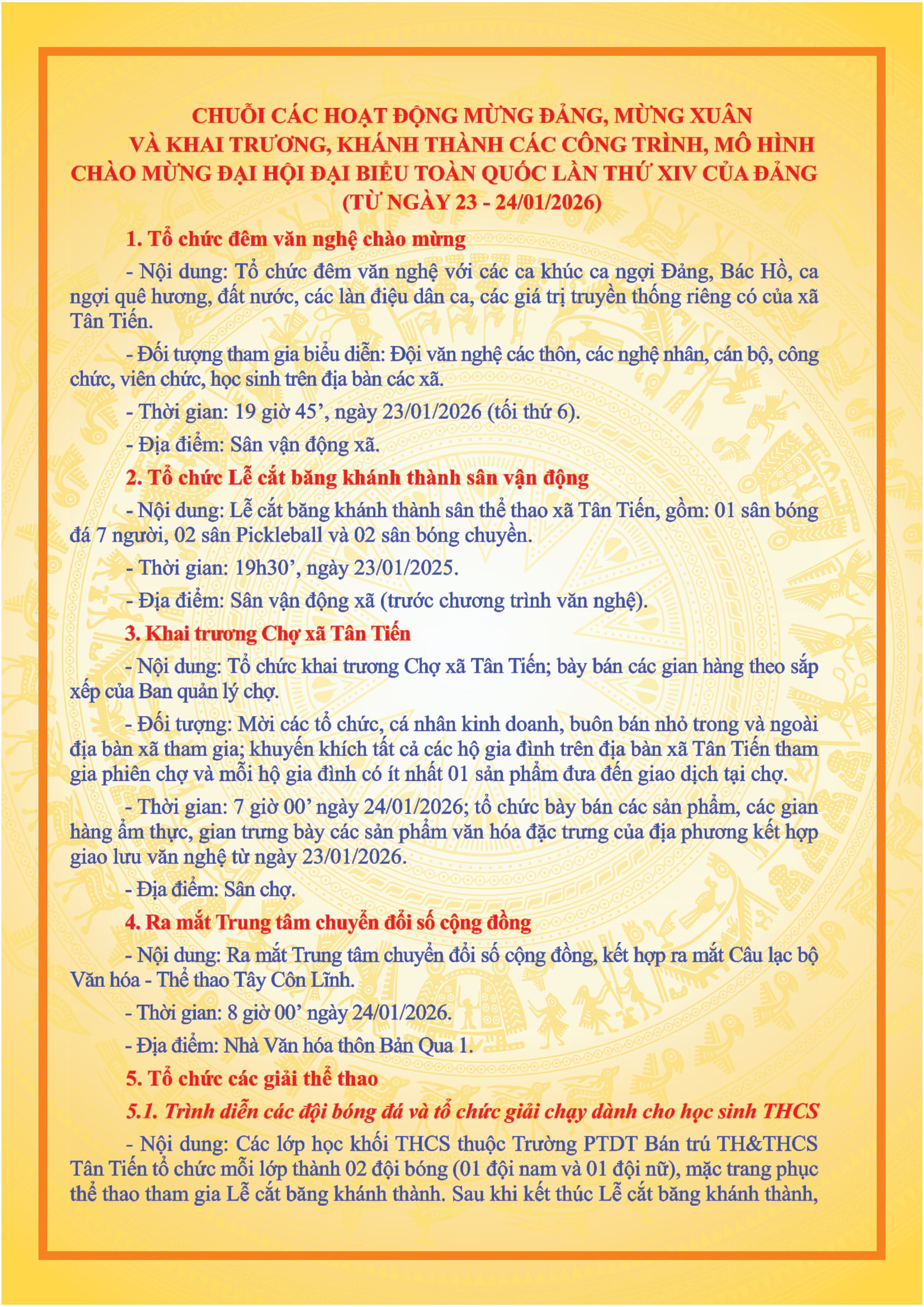 Chuỗi các hoạt động mừng Đảng, mừng xuân và khai trương, khánh thành các công trình, mô hình chào mừng Đại hội Đại biểu toàn quốc lần thứ XIV của Đảng