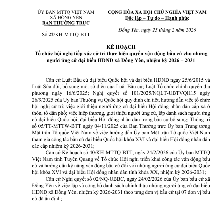 Số 22/KH-MTTQ-BTT