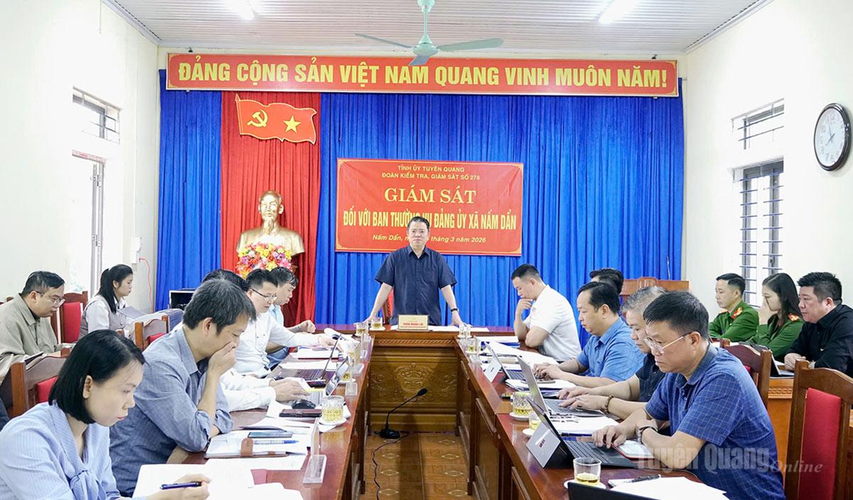 Đoàn công tác số 278 của BTV Tỉnh ủy kiểm tra, giám sát tại xã Nấm Dẩn
