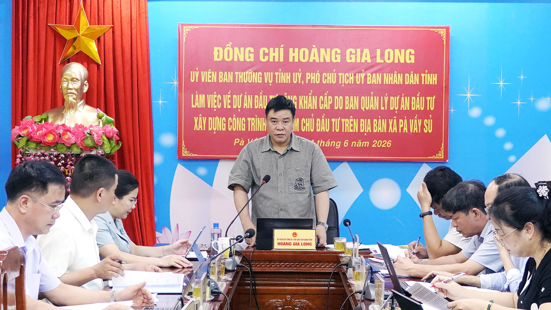 Phó Chủ tịch UBND tỉnh Hoàng Gia Long kiểm tra tiến độ các dự án đầu tư công khẩn cấp tại xã Pà Vầy Sủ