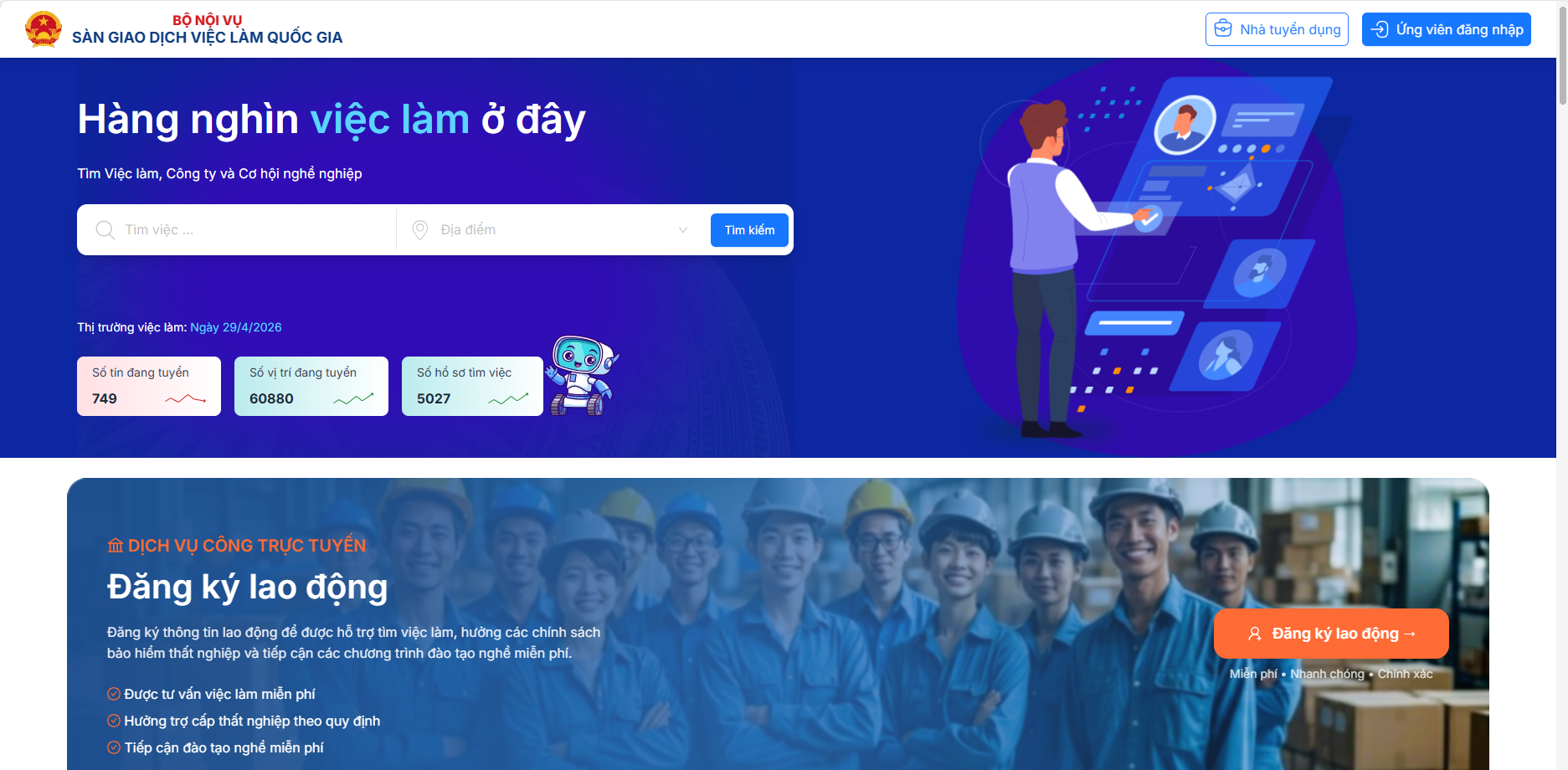 Thông tin, phổ biến về Sàn giao dịch việc làm quốc gia do Bộ Nội vụ chủ trì triển khai, vận hành