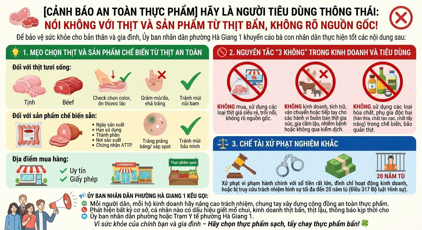 CẢNH BÁO AN TOÀN THỰC PHẨM] HÃY LÀ NGƯỜI TIÊU DÙNG THÔNG THÁI: NÓI KHÔNG VỚI THỊT VÀ SẢN PHẨM TỪ THỊT BẨN, KHÔNG RÕ NGUỒN GỐC! 