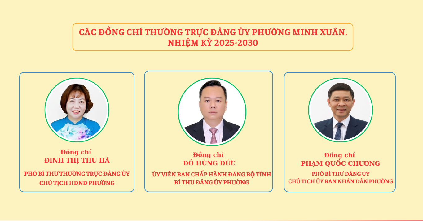 THƯỜNG TRỰC ĐẢNG ỦY PHƯỜNG MINH XUÂN, NHIỆM KỲ 2025 - 2030