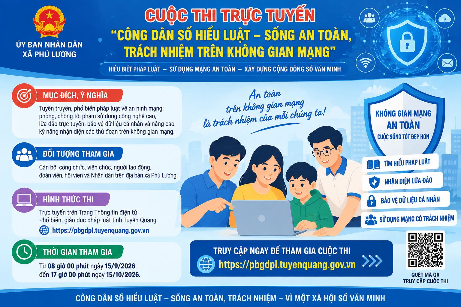 XÃ PHÚ LƯƠNG TRIỂN KHAI HƯỞNG ỨNG CUỘC THI TRỰC TUYẾN “CÔNG DÂN SỐ HIỂU LUẬT – SỐNG AN TOÀN, TRÁCH NHIỆM TRÊN KHÔNG GIAN MẠNG”