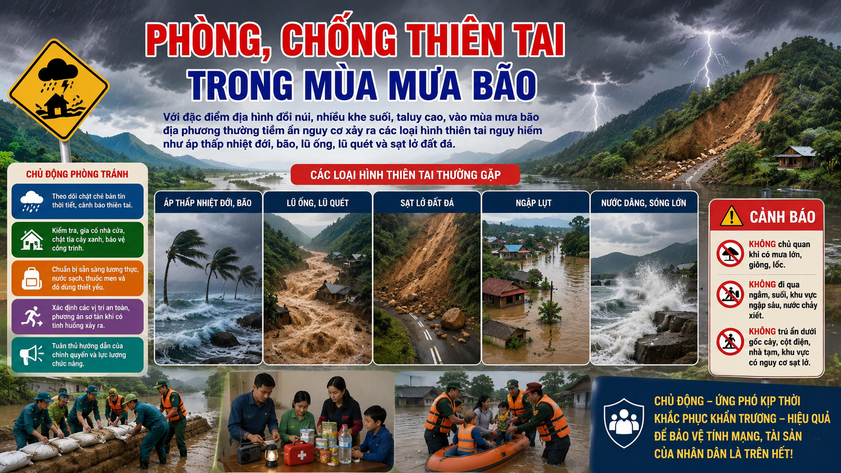 TĂNG CƯỜNG CHỦ ĐỘNG PHÒNG, CHỐNG THIÊN TAI TRONG MÙA MƯA BÃO NĂM 2026