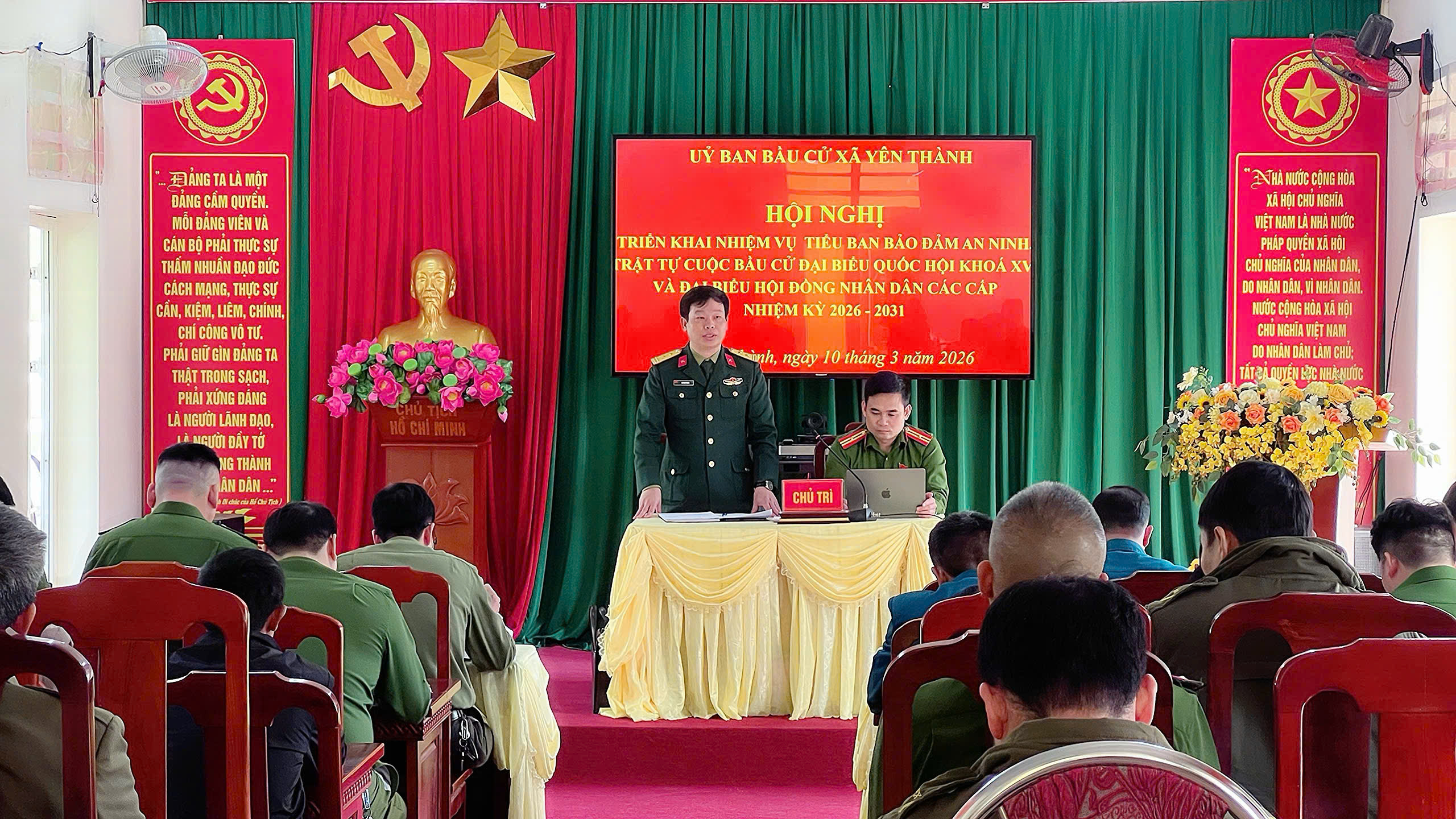 Xã Yên Thành: Khẩn trương, quyết liệt triển khai phương án bảo vệ tuyệt đối an toàn ngày Bầu cử