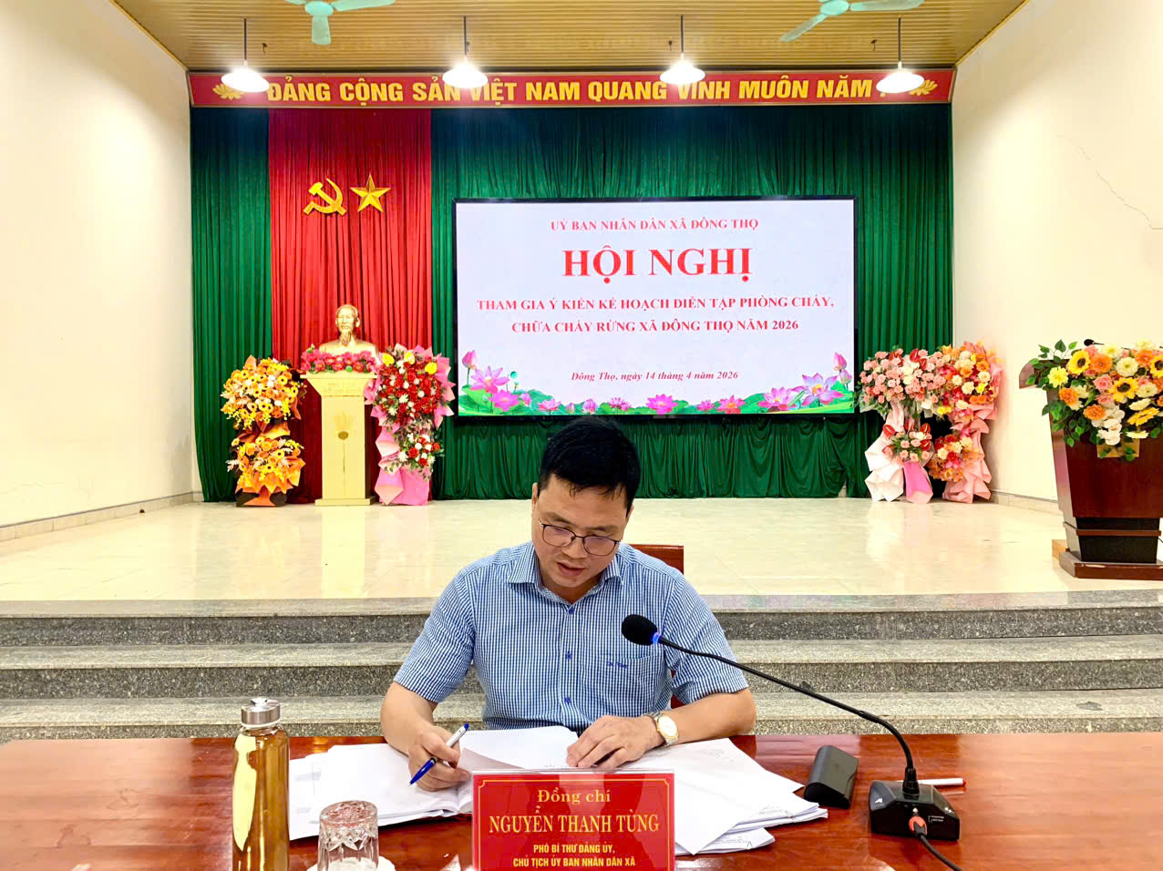 Xã Đông Thọ họp triển khai tham gia ý kiến Kế hoạch diễn tập phòng cháy, chữa cháy rừng xã Đông Thọ năm 2026.