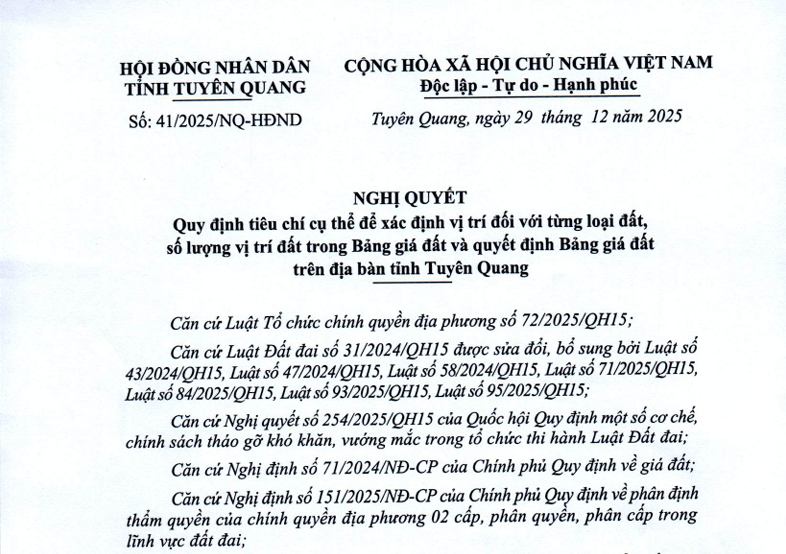 Số: 41/2025/NQ-HĐND