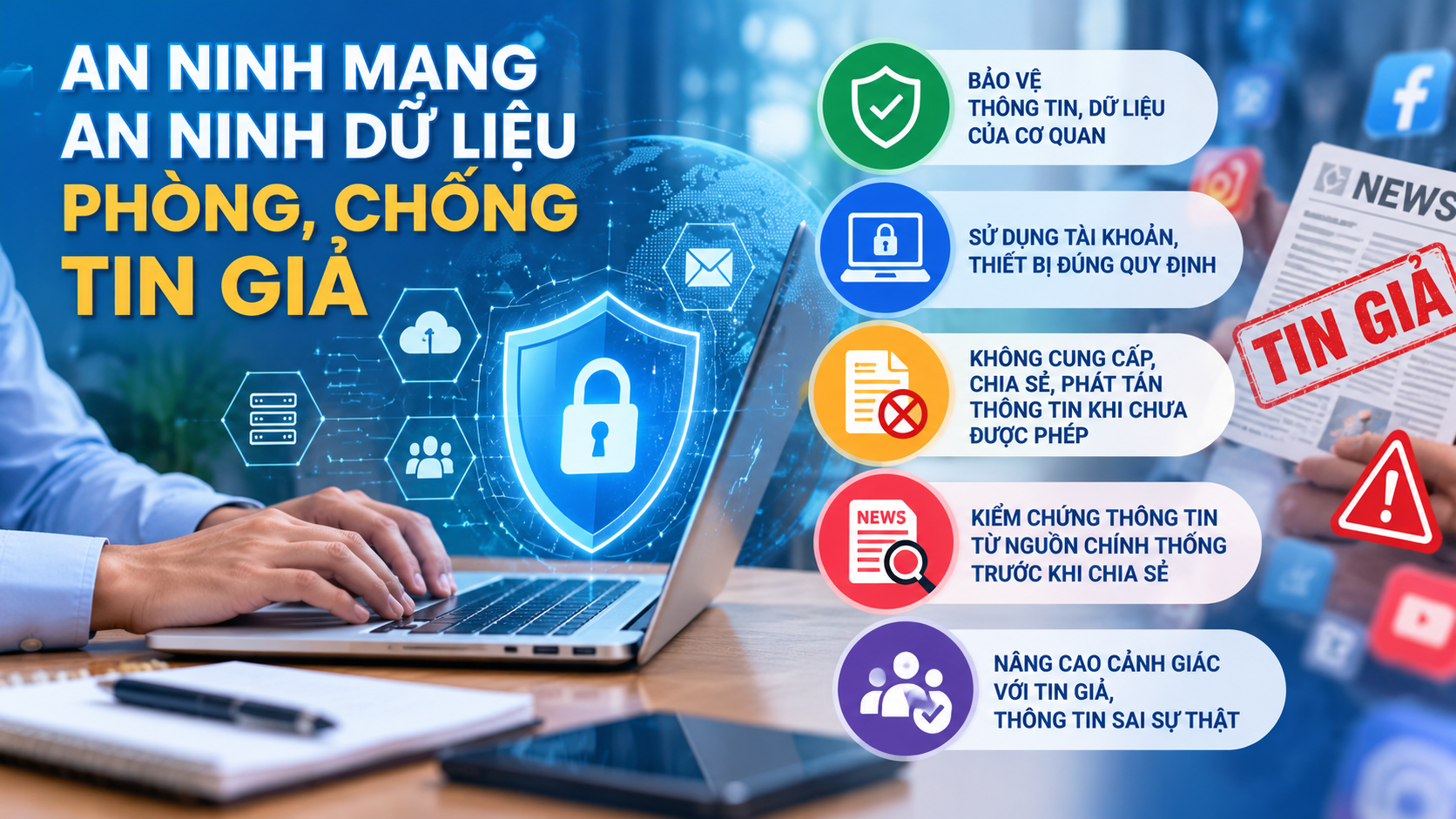 Tuyên truyền các quy định mới về an ninh mạng, an ninh dữ liệu và phòng, chống tin giả