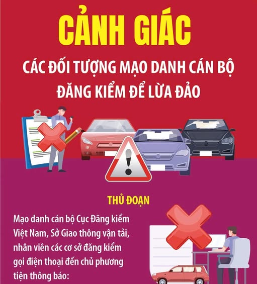CẢNH GIÁC CÁC ĐỐI TƯỢNG MẠO DANH CÁN BỘ ĐĂNG KIỂM ĐỂ LỪA ĐẢO