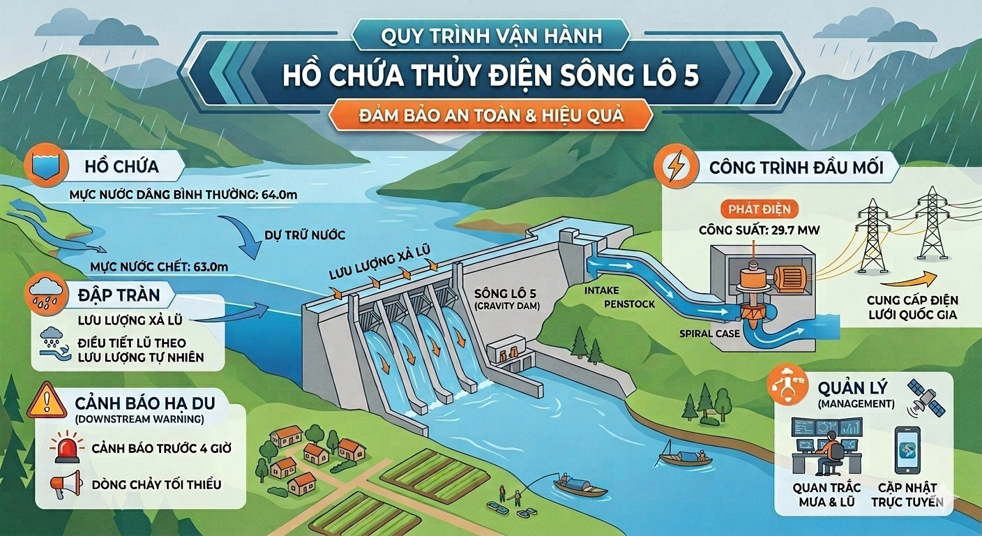 Phê duyệt Quy trình vận hành hồ chứa thủy điện Sông Lô 5