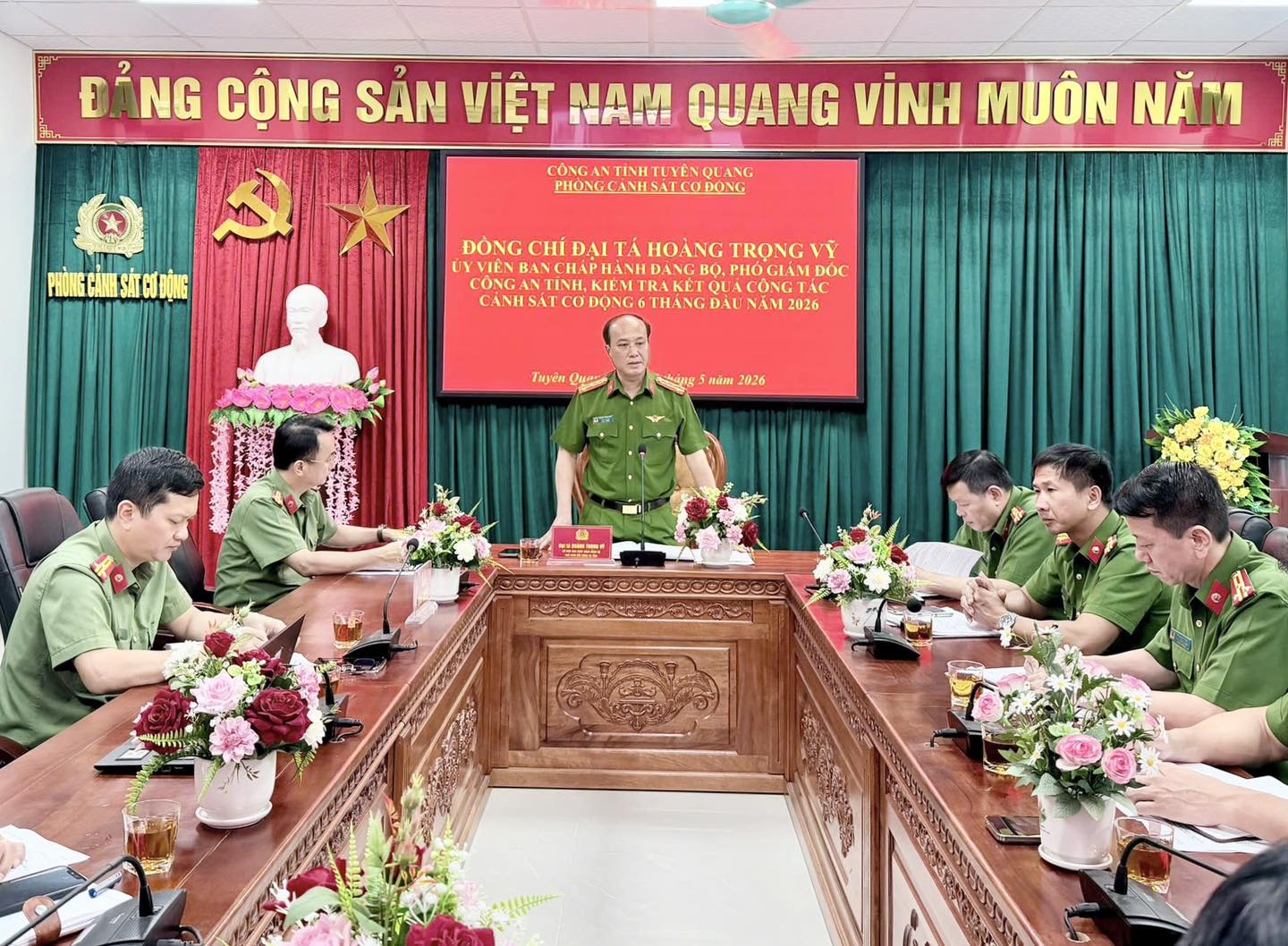 LÃNH ĐẠO CÔNG AN TỈNH KIỂM TRA, ĐÁNH GIÁ CÔNG TÁC TẠI PHÒNG CẢNH SÁT CƠ ĐỘNG