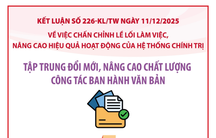 Kết luận số 226-KL/TW: Tập trung đổi mới, nâng cao chất lượng công tác ban hành văn bản