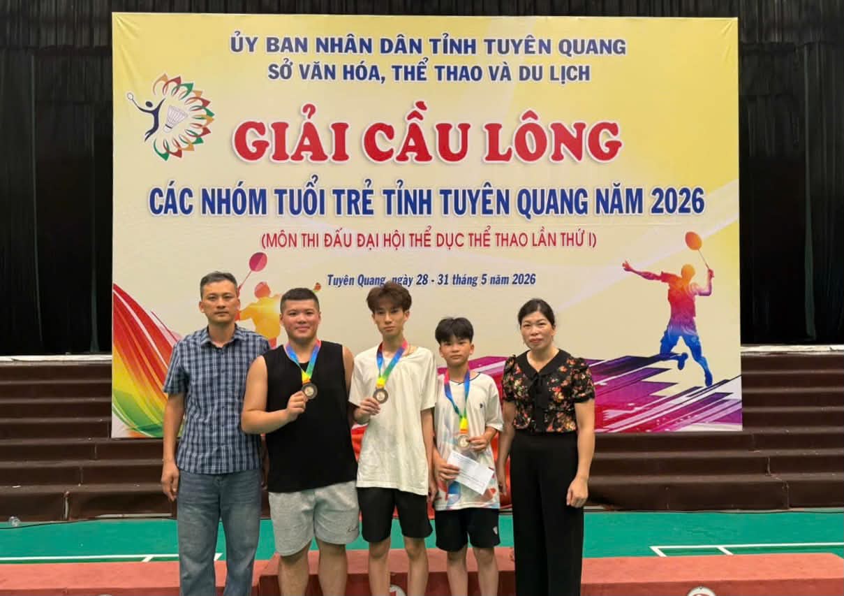 Xã Sơn Dương đạt 2 giải Ba tại Giải Cầu lông các nhóm tuổi trẻ tỉnh Tuyên Quang năm 2026