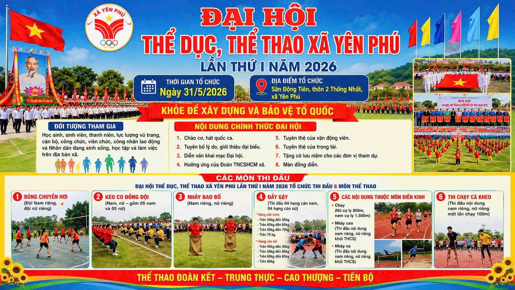 HƯỚNG TỚI ĐẠI HỘI THỂ DỤC, THỂ THAO XÃ YÊN PHÚ LẦN THỨ I NĂM 2026