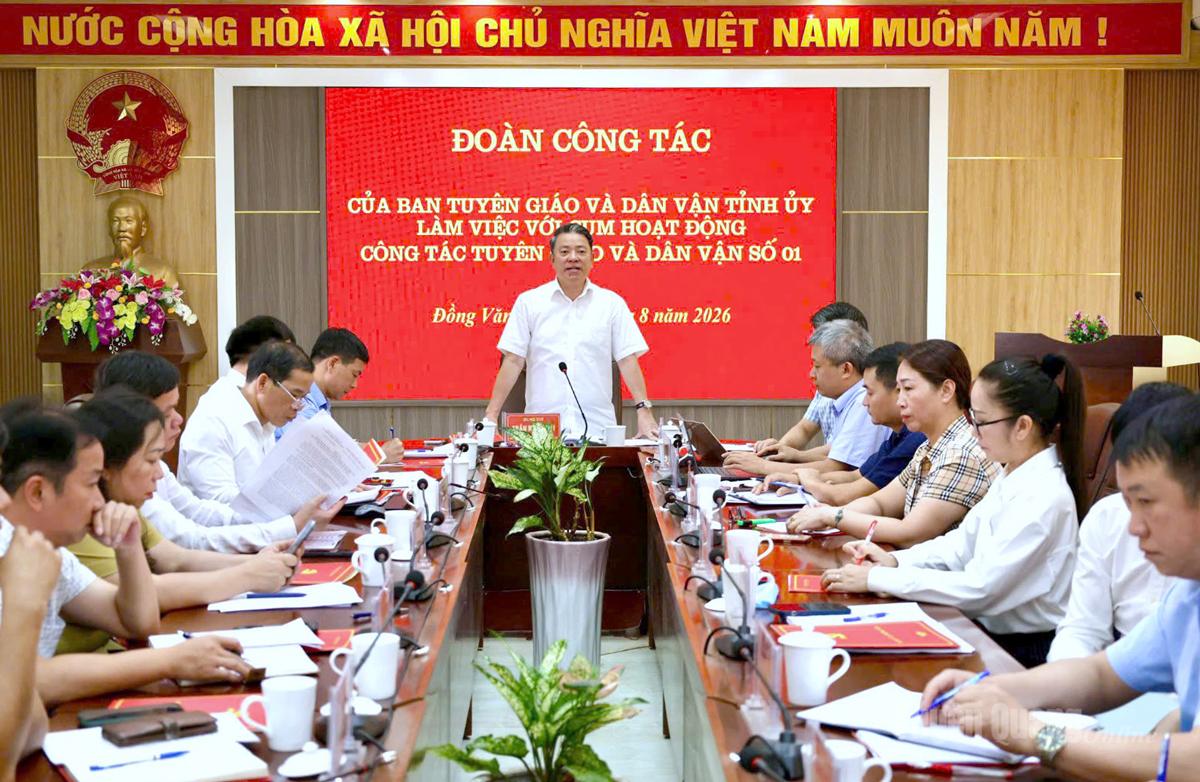 Đoàn công tác của Ban Tuyên giáo và Dân vận Tỉnh ủy làm việc với Cụm hoạt động và thi đua số 1