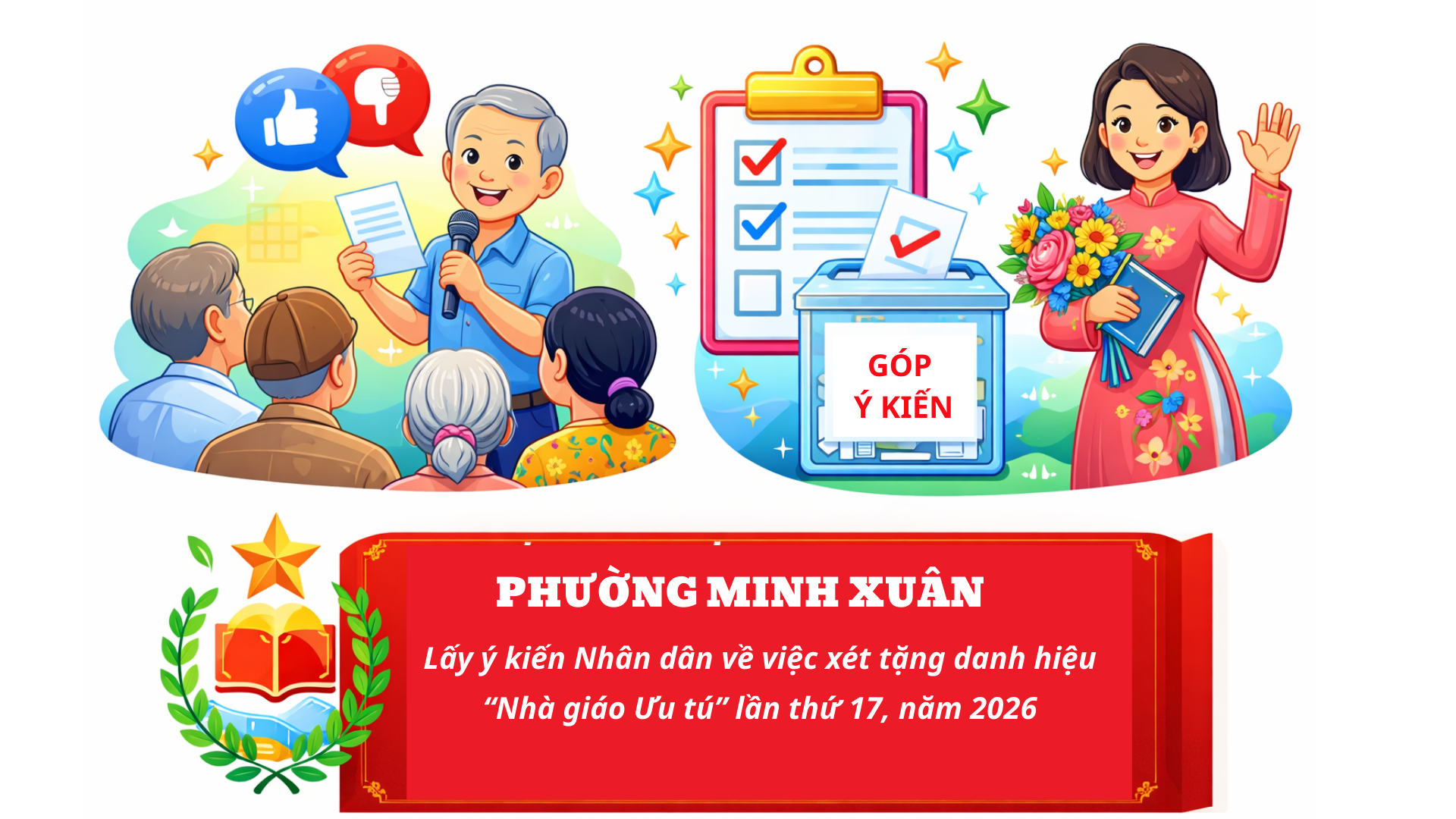 Phường Minh Xuân Lấy ý kiến Nhân dân về việc xét tặng danh hiệu “Nhà giáo Ưu tú” lần thứ 17 năm 2026