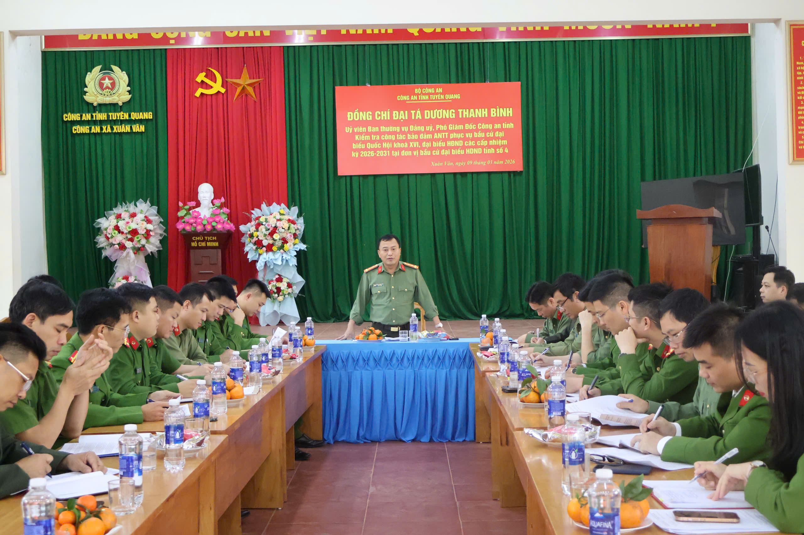 LÃNH ĐẠO CÔNG AN TỈNH KIỂM TRA CÔNG TÁC BẢO ĐẢM ANTT PHỤC VỤ BẦU CỬ