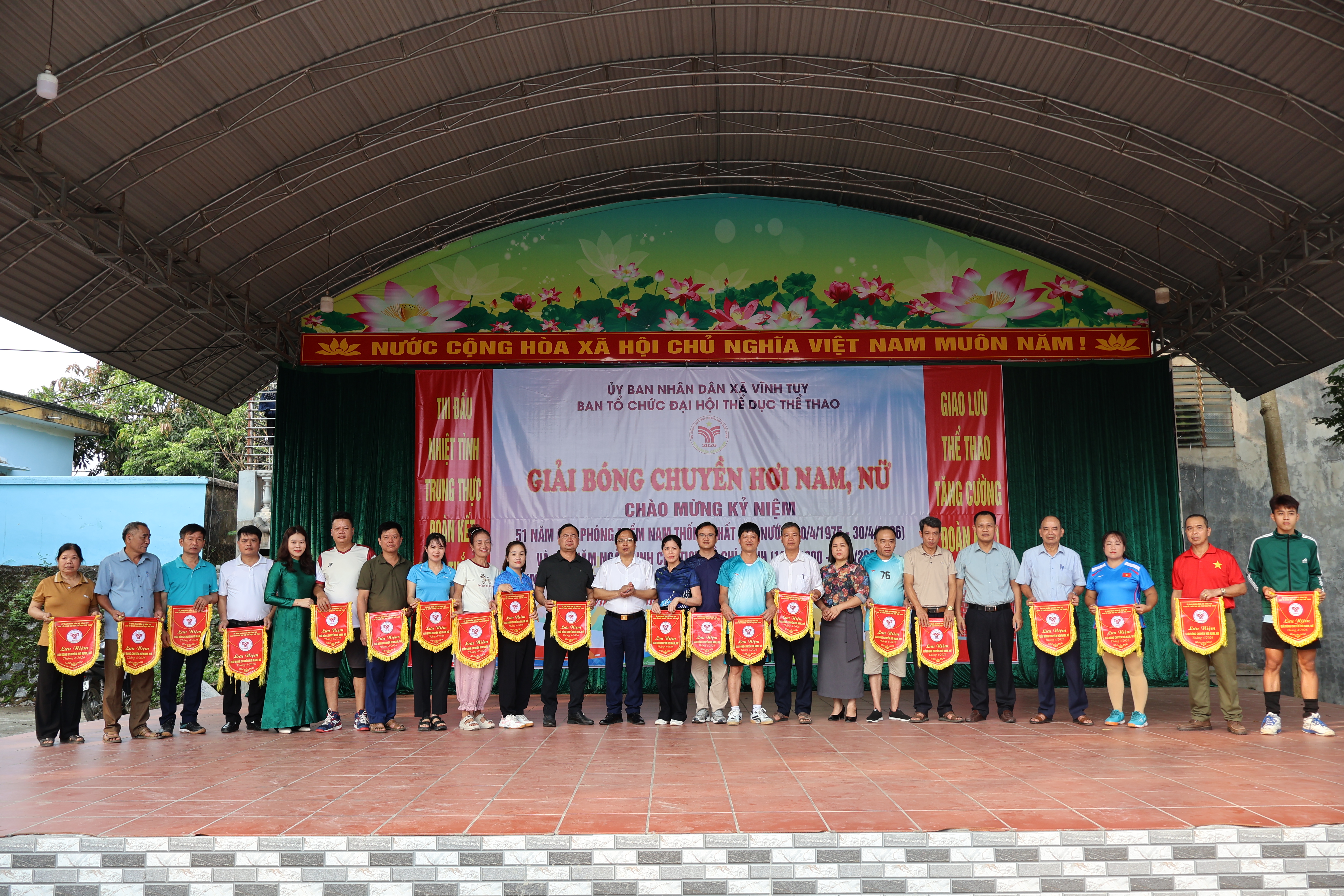 Xã Vĩnh Tuy khai mạc Giải bóng chuyền hơi Nam, Nữ năm 2026