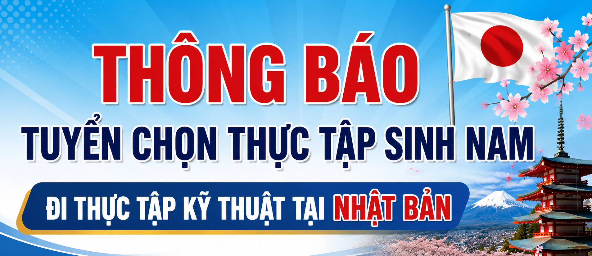 Thông báo tuyển chọn thực tập sinh nam đi thực tập kỹ thuật tại Nhật Bản