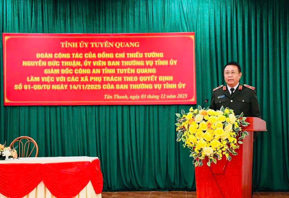 THIẾU TƯỚNG NGUYỄN ĐỨC THUẬN LÀM VIỆC VỚI CÁC XÃ TÂN THANH, SƠN THỦY, PHÚ LƯƠNG THEO QUYẾT ĐỊNH SỐ 91-QĐ/TU