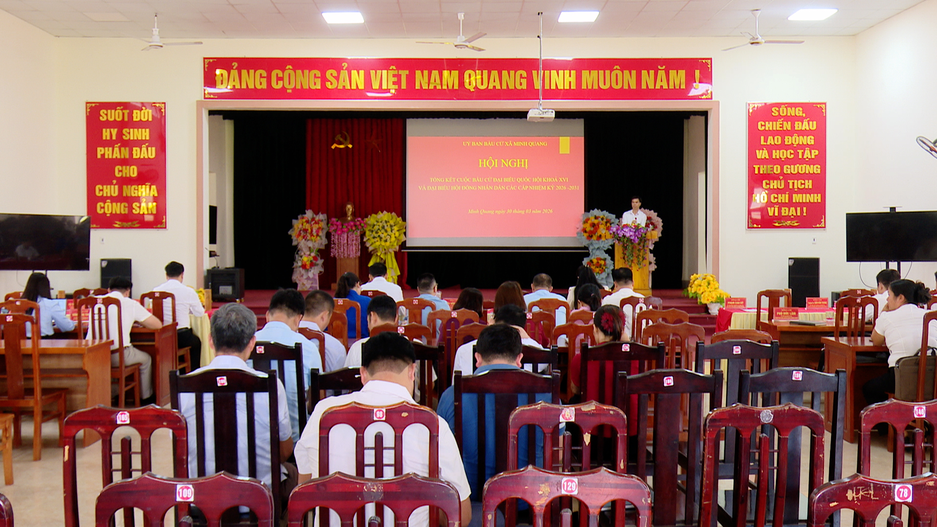 Uỷ ban bầu cử xã Minh Quang tổng kết công tác bầu cử đại biểu Quốc hội khoá XVI và đại biểu HĐND các cấp, nhiệm kỳ 2026 - 2031.