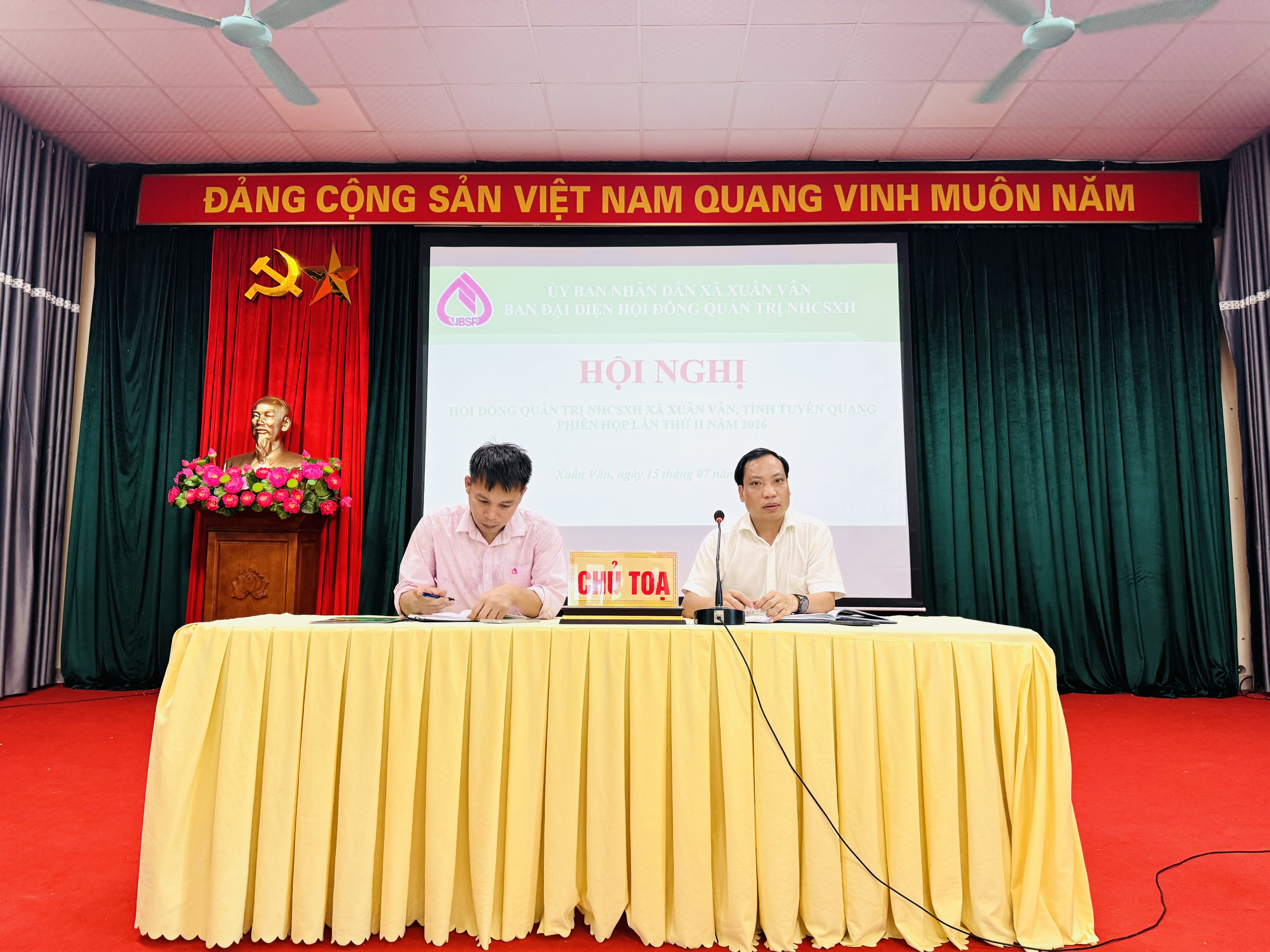 XÃ XUÂN VÂN TỔ CHỨC HỘI NGHỊ ĐÁNH GIÁ KẾT QUẢ HOẠT ĐỘNG QUÝ II, TRIỂN KHAI NHIỆM VỤ QUÝ III NĂM 2026 CỦA BAN ĐẠI DIỆN HỘI ĐỒNG QUẢN TRỊ NGÂN HÀNG CHÍNH SÁCH XÃ HỘI