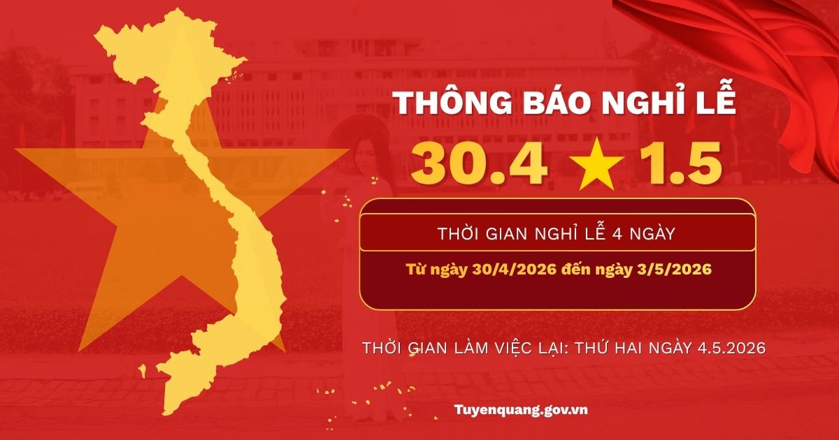Bộ Nội vụ đề xuất không hoán đổi ngày làm việc để kéo dài kỳ nghỉ lễ Giỗ Tổ Hùng Vương và 30/4 – 1/5 năm 2026 lên 9 ngày 