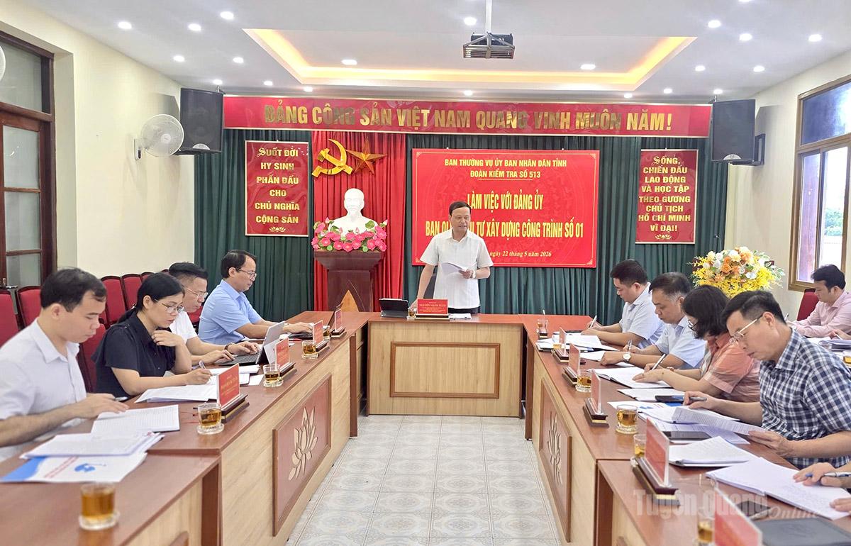 Đoàn kiểm tra số 513 làm việc với Đảng ủy Ban Quản lý dự án đầu tư xây dựng công trình số 01