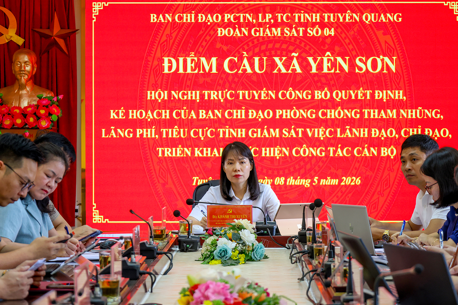 Xã Yên Sơn kết nối Hội nghị trực tuyến triển khai quyết đinh, kế hoạch giám sát đối với Ban Thường vụ Đảng uỷ 10 xã, phường