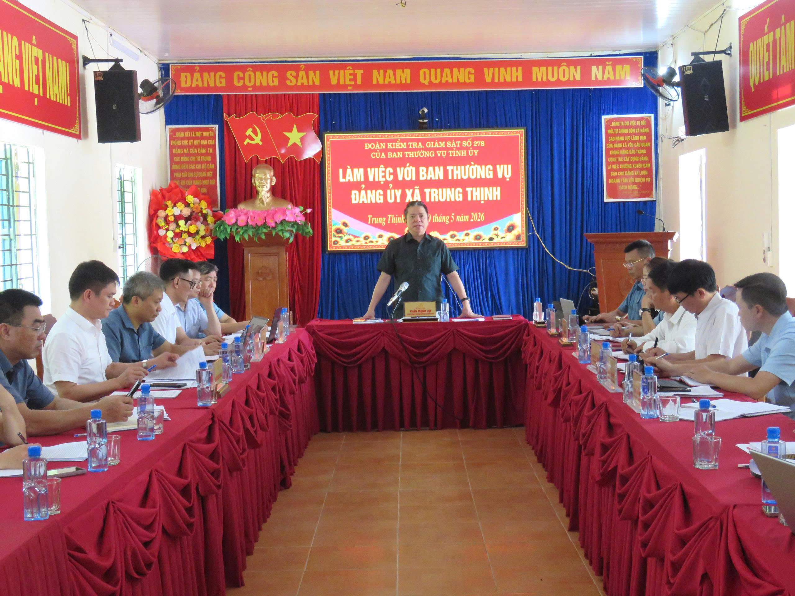 ĐOÀN KIỂM TRA, GIÁM SÁT SỐ 278 CỦA BAN THƯỜNG VỤ TỈNH ỦY LÀM VIỆC TẠI ĐẢNG ỦY XÃ TRUNG THỊNH