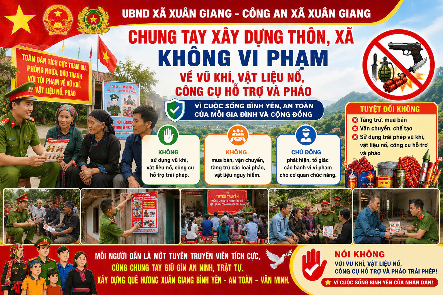 Chung tay xây dựng thôn, xã không vi phạm về vũ khí, vật liệu nổ, công cụ hỗ trợ và pháo