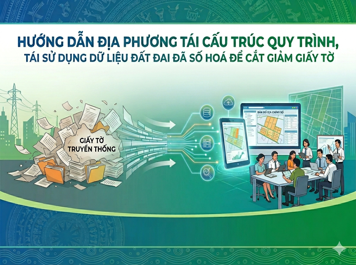 Hướng dẫn địa phương tái cấu trúc quy trình, tái sử dụng dữ liệu đất đai đã số hoá để cắt giảm giấy tờ