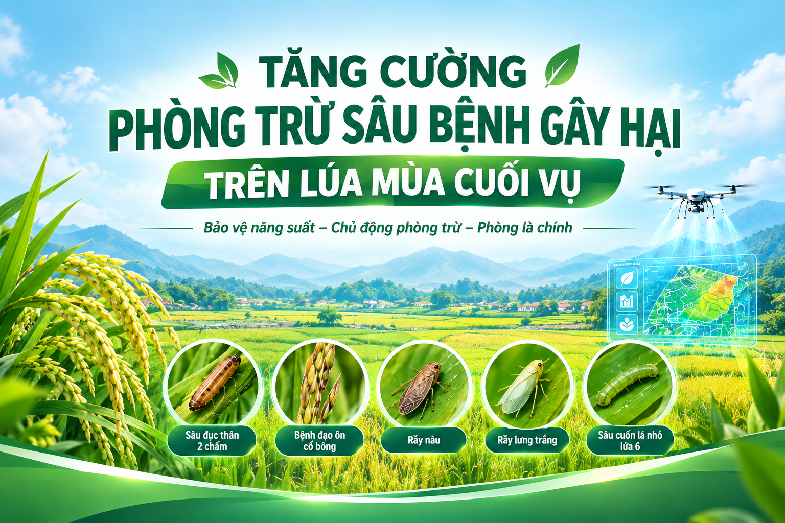 Tăng cường phòng trừ sâu bệnh gây hại trên lúa mùa cuối vụ
