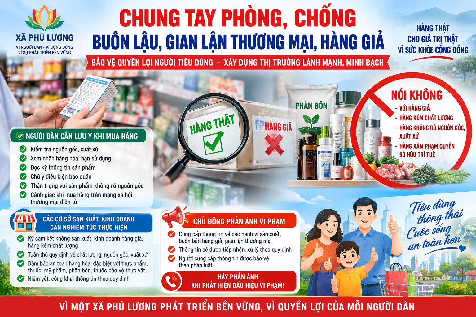 XÃ PHÚ LƯƠNG TĂNG CƯỜNG TUYÊN TRUYỀN PHÒNG, CHỐNG BUÔN LẬU, GIAN LẬN THƯƠNG MẠI, HÀNG GIẢ