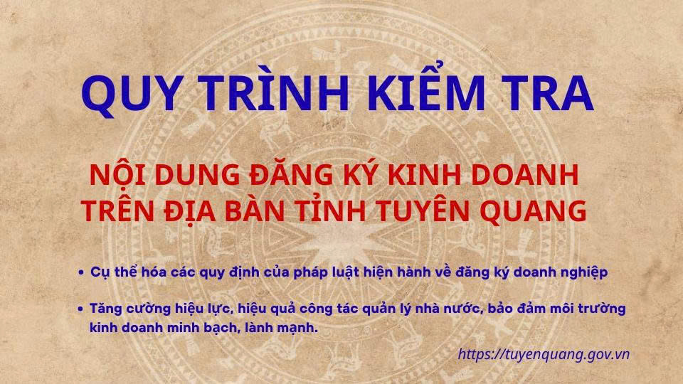 Tuyên Quang ban hành quy trình kiểm tra nội dung đăng ký kinh doanh trên địa bàn tỉnh