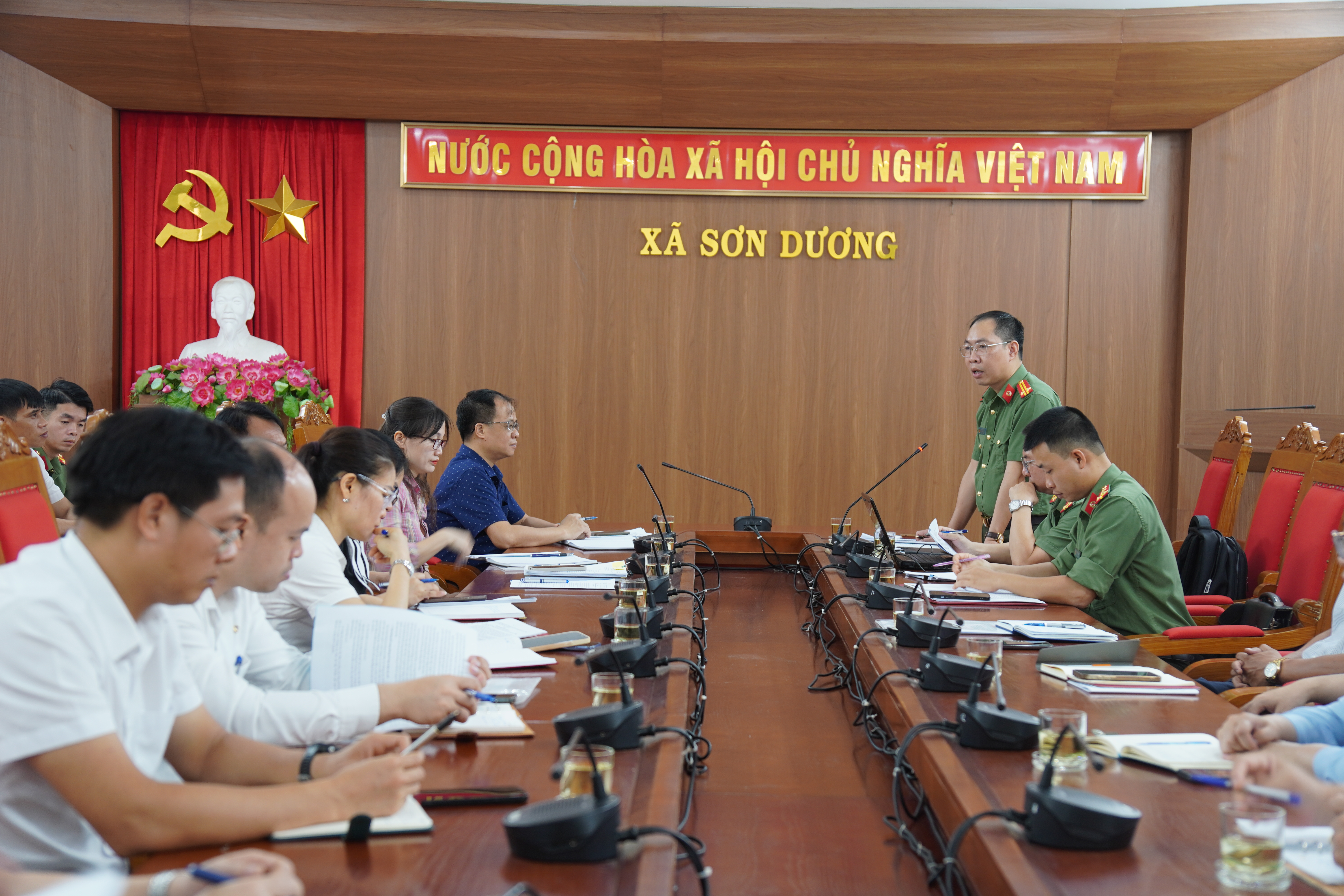Đoàn kiểm tra công tác phòng, chống khủng bố tỉnh làm việc tại xã Sơn Dương