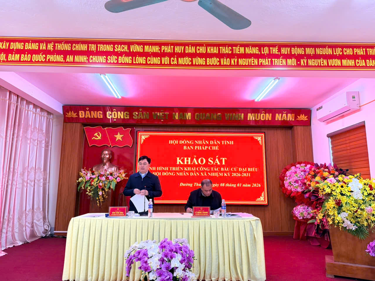 XÃ ĐƯỜNG THƯỢNG LÀM VIỆC VỚI ĐOÀN KHẢO SÁT HĐND TỈNH VỀ CÔNG TÁC CHUẨN BỊ VÀ TRIỂN KHAI BẦU CỬ ĐẠI BIỂU HĐND CẤP XÃ NHIỆM KỲ 2026 – 2031