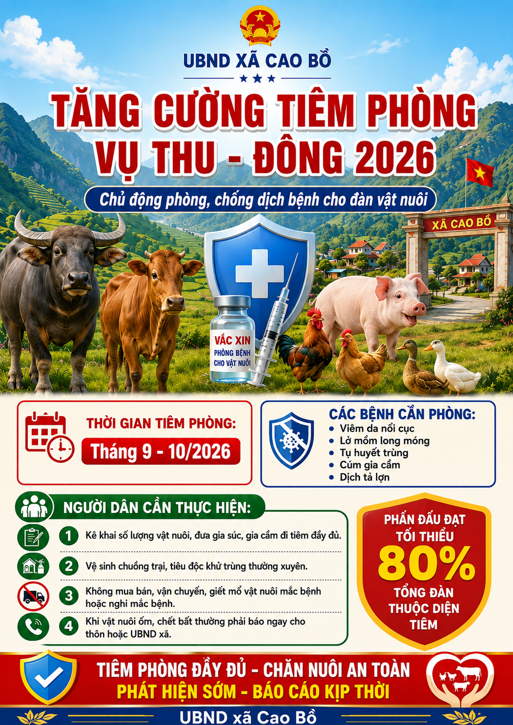 Cao bồ tăng cường tiêm phòng vụ thu - đông năm 2026