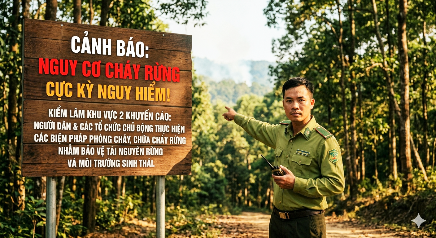Kiểm lâm khu vực 2 cảnh báo nguy cơ cháy rừng và khuyến cáo người dân và các tổ chức chủ động thực hiện các biện pháp phòng cháy, chữa cháy rừng
