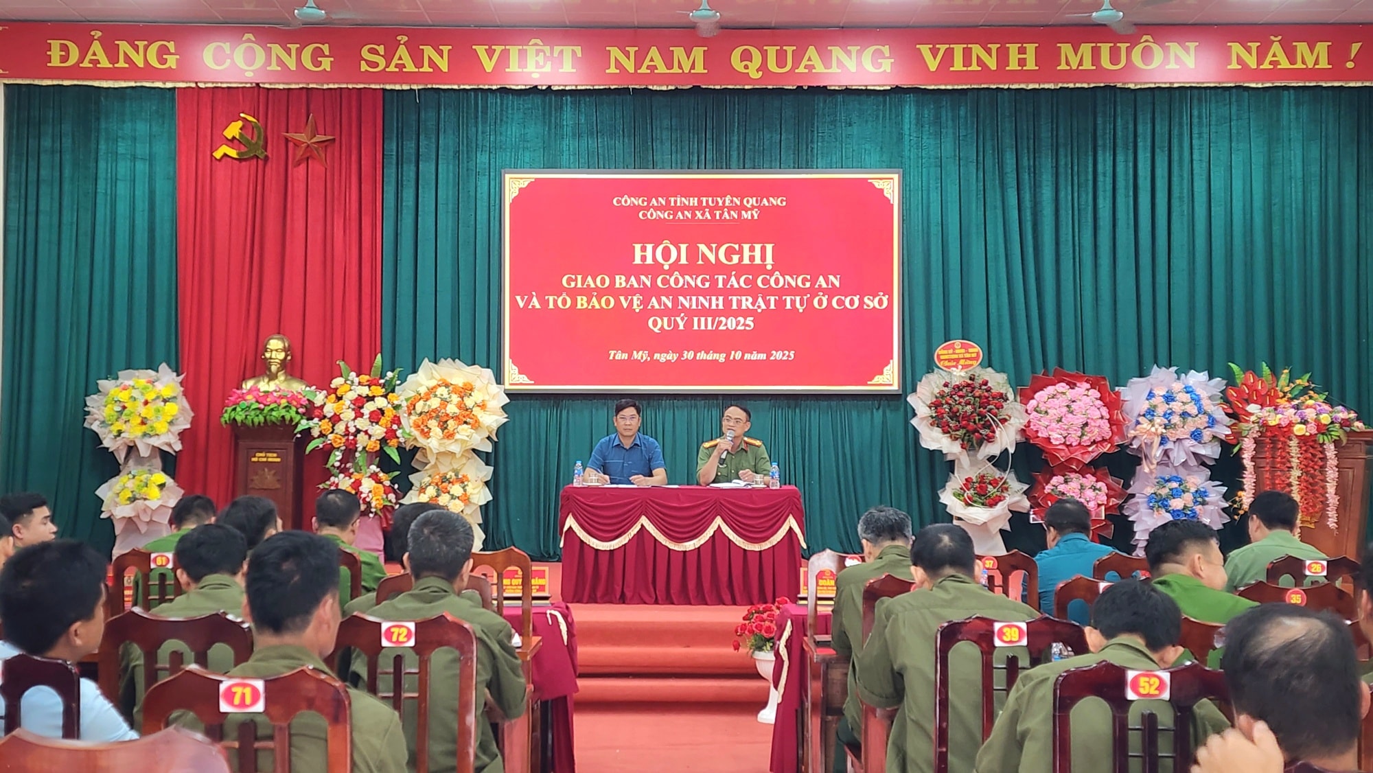 CÔNG AN XÃ TÂN MỸ TỔ CHỨC HỘI NGHỊ GIAO BAN LỰC LƯỢNG AN NINH TRẬT TỰ CƠ SỞ QUÝ III NĂM 2025