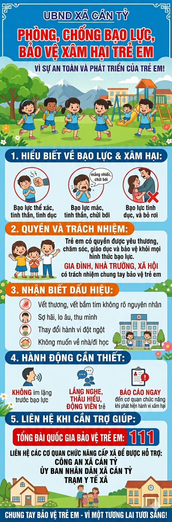 UBND xã Cán Tỷ tăng cường công tác phòng, chống bạo lực và bảo vệ trẻ em khỏi nguy cơ bị xâm hại