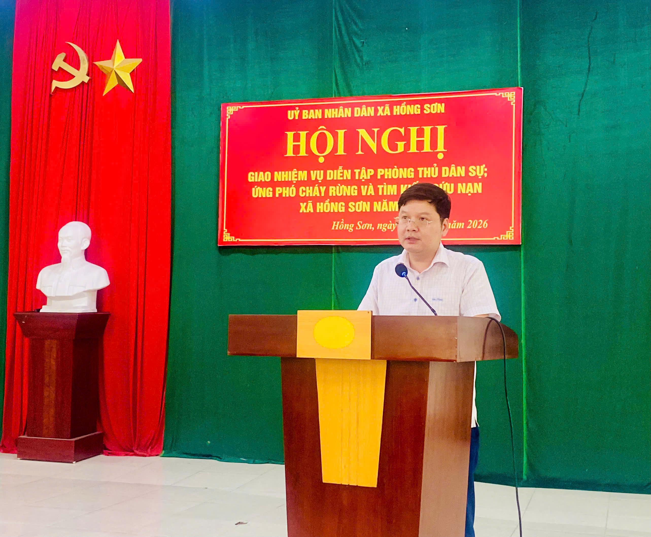 Hồng Sơn giao nhiệm vụ diễn tập phòng thủ dân sự, ứng phó cháy rừng và tìm kiếm cứu nạn năm 2026