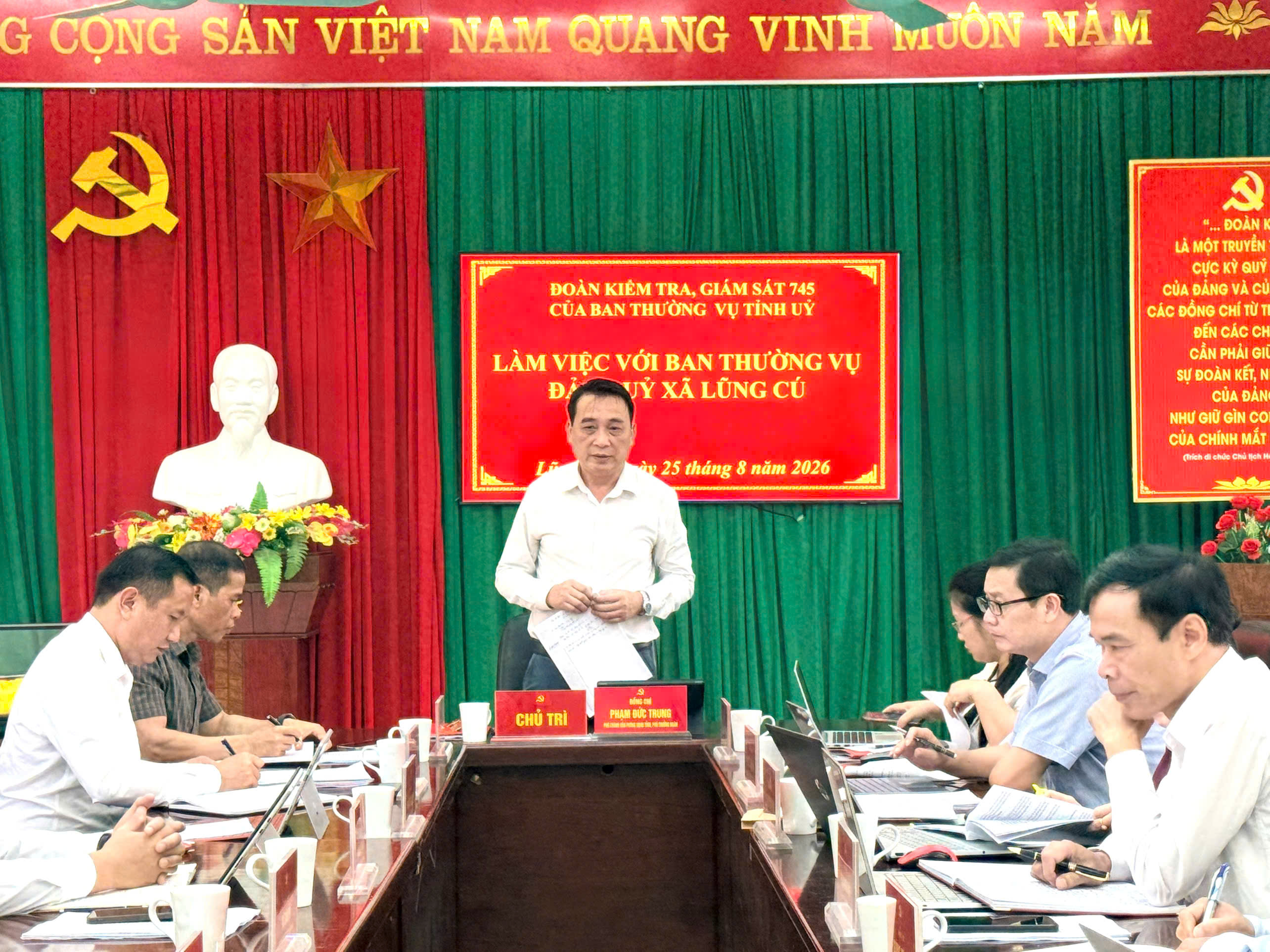 ĐOÀN KIỂM TRA, GIÁM SÁT CỦA TỈNH ỦY LÀM VIỆC TẠI ĐẢNG ỦY XÃ LŨNG CÚ