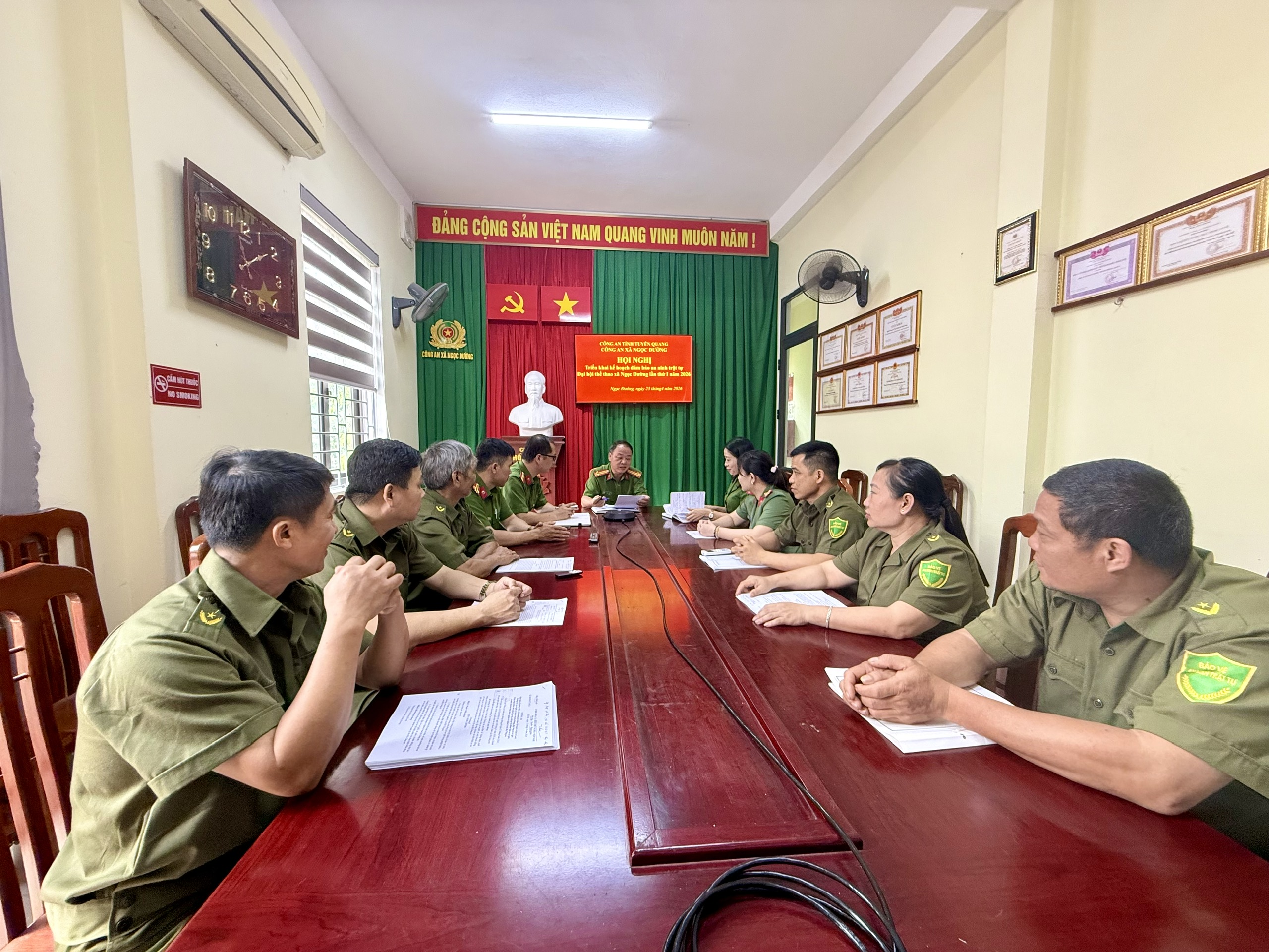 TRIỂN KHAI KẾ HOẠCH ĐẢM BẢO AN NINH TRẬT TỰ ĐẠI HỘI THỂ THAO XÃ NGỌC ĐƯỜNG LẦN THỨ I NĂM 2026