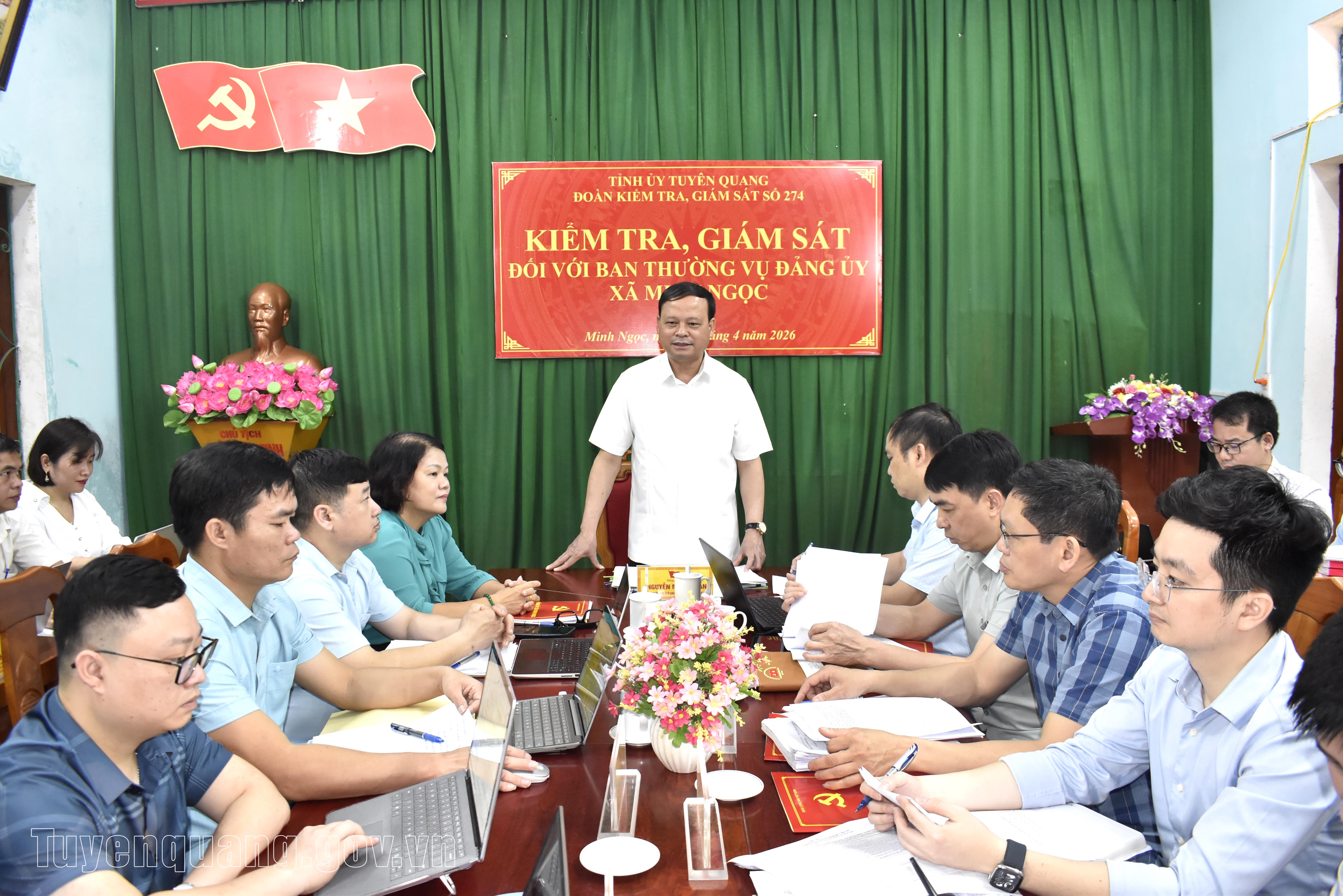 Đoàn kiểm tra, giám sát số 274 làm việc với Đảng ủy xã Minh Ngọc